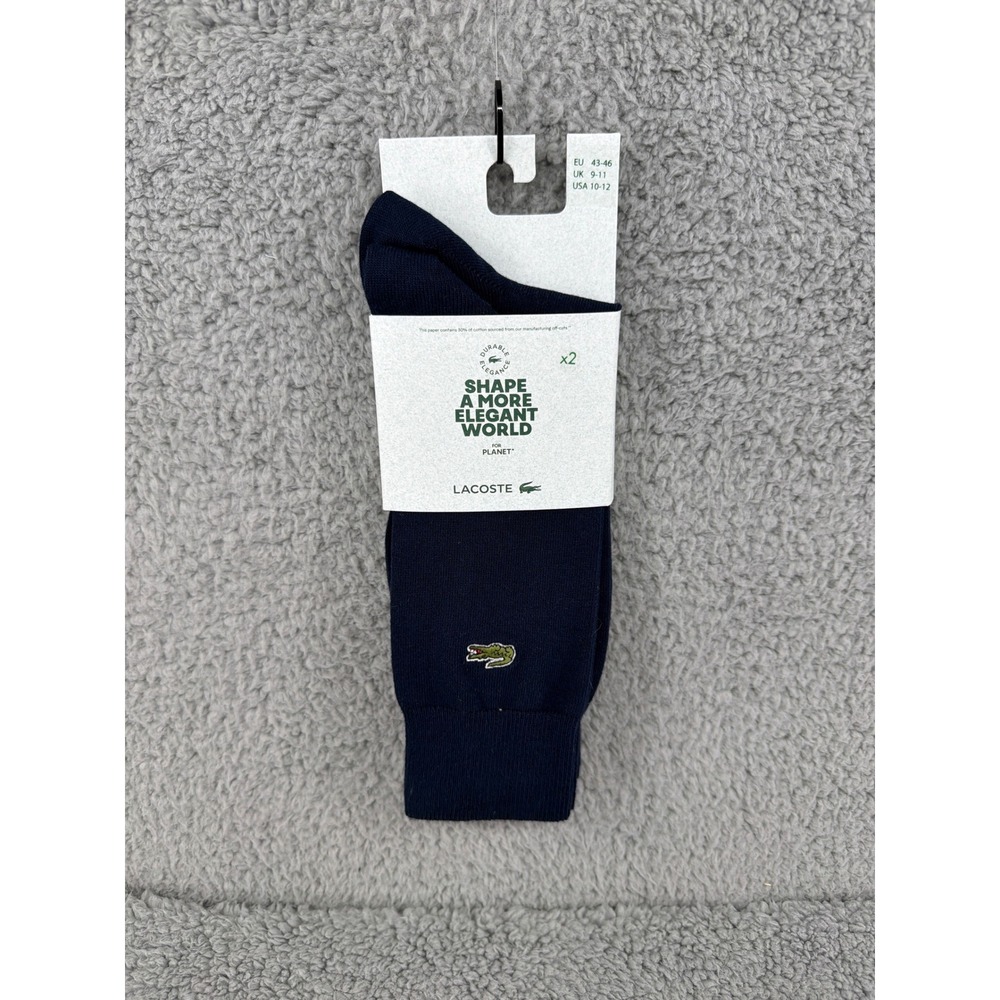 Lacoste Navy Blue Crew Socks 2-Pack RA3147 51 166 Mens Sz 10-12